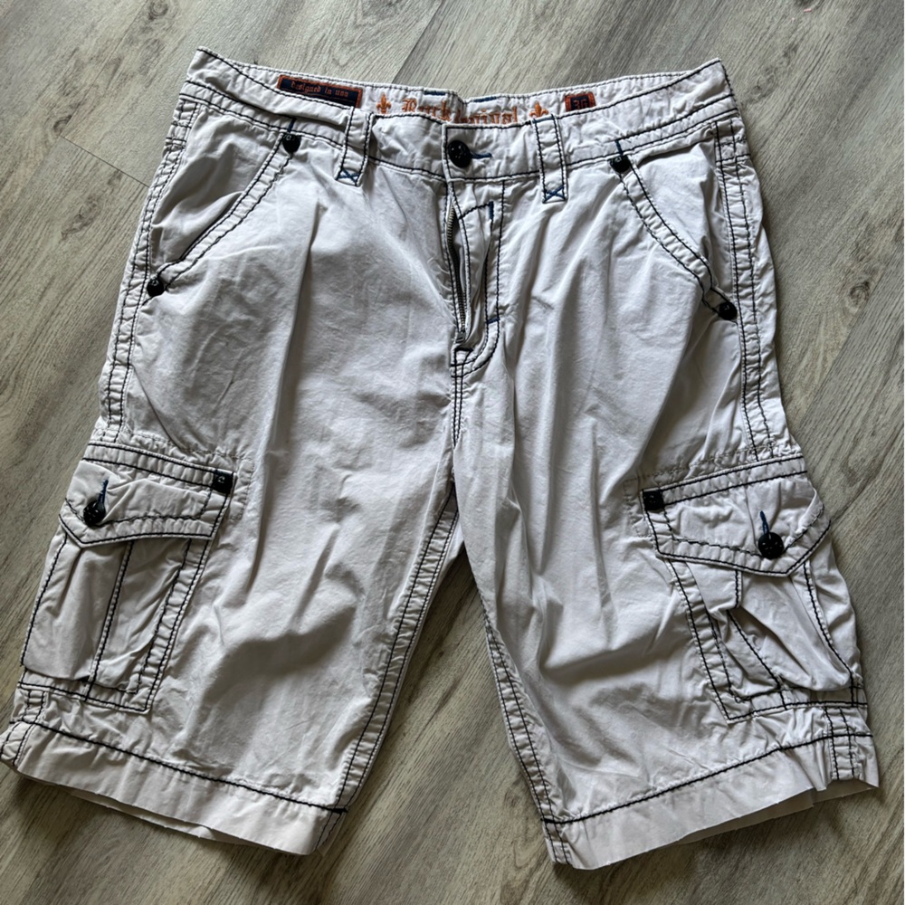 Rock Revival Light Gray Cargo Shorts for Men